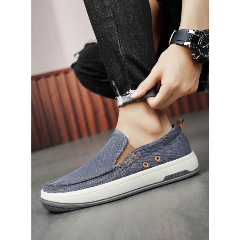 Men's Casual Canvas Shoes  Summer Breathable Flat Non-slip Sneakers Mens Trendy All-match Slip-on Loafers Tenis Masculino