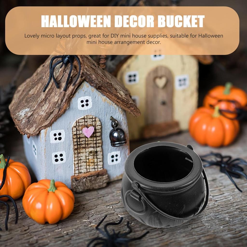 Ciieeo 12 Pcs Halloween Cauldron Kettle Plastic Mini Witch Cauldron Black Candy Holder for Halloween Decor Party Favor Decoration