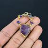 Amethyst Pendant Gemstone Jewelry, Copper Electroformed Silver Pendant, Gift For Women Handmade Pendant