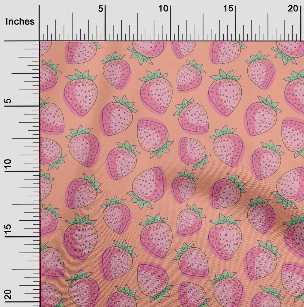 oneOone Cotton Flex Aqua Blue Fabric Strawberry Fruit Sewing Craft Projects Fabric Prints By Yard 40 Inch