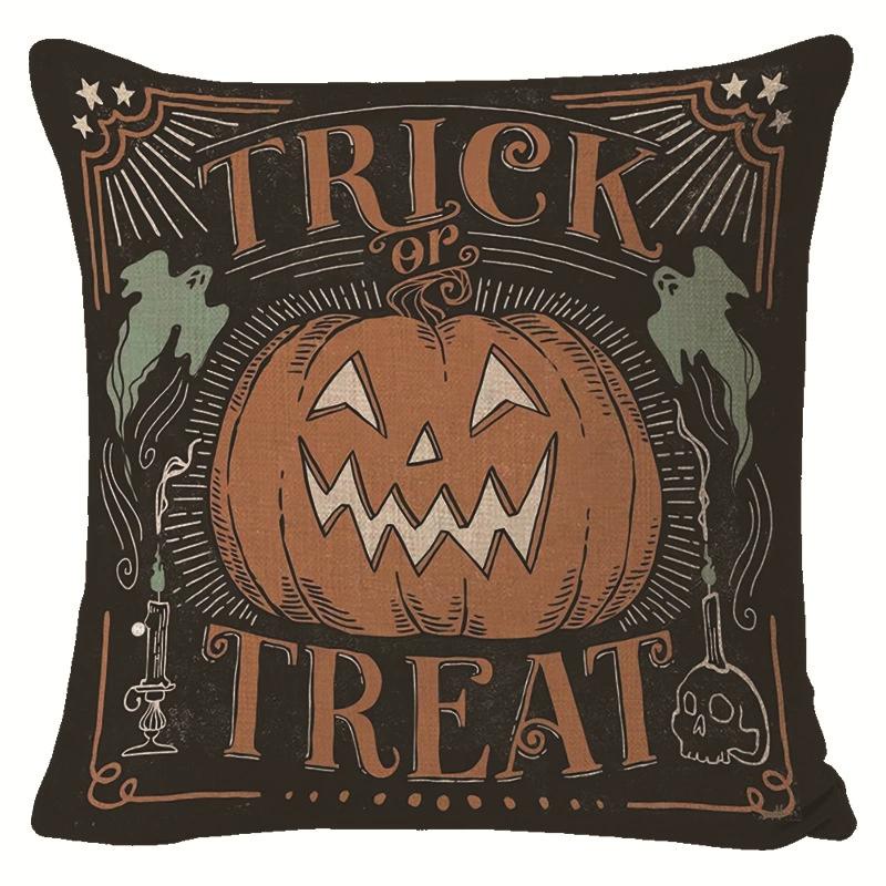 Creative Halloween Decoration Cushion Cover Classic Skull Pumpkin Series Printed Pillowcase Terrifying Bat Pillow Cover
