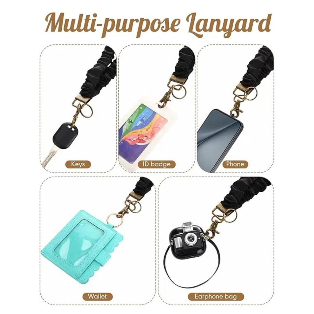 Fashion Elastic Hair Band Lanyard Two-piece Set ID Key Multi-purpose Neck Rope
