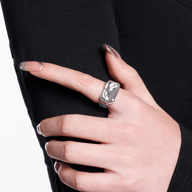 Chic Adjustable Geometric Zirconia Copper Ring For Women Fashionable Versatile Style