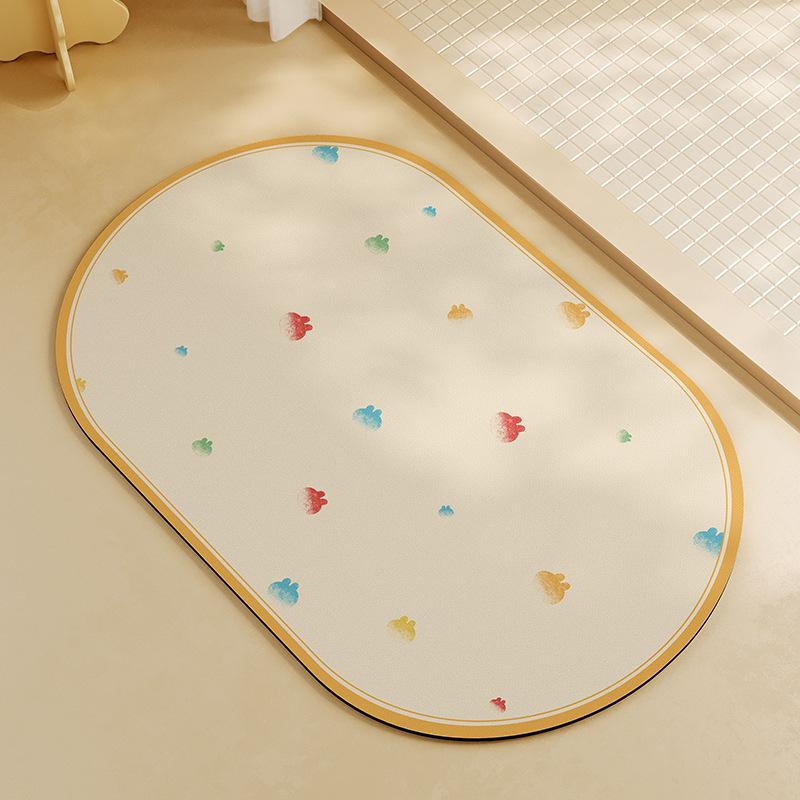 Creamy Air Bathroom Diatom Mud Water Absorption Floor Mat Bathroom Door Entrance High-quality Quick-drying Anti-slip Foot Mat Entry Door Mat
