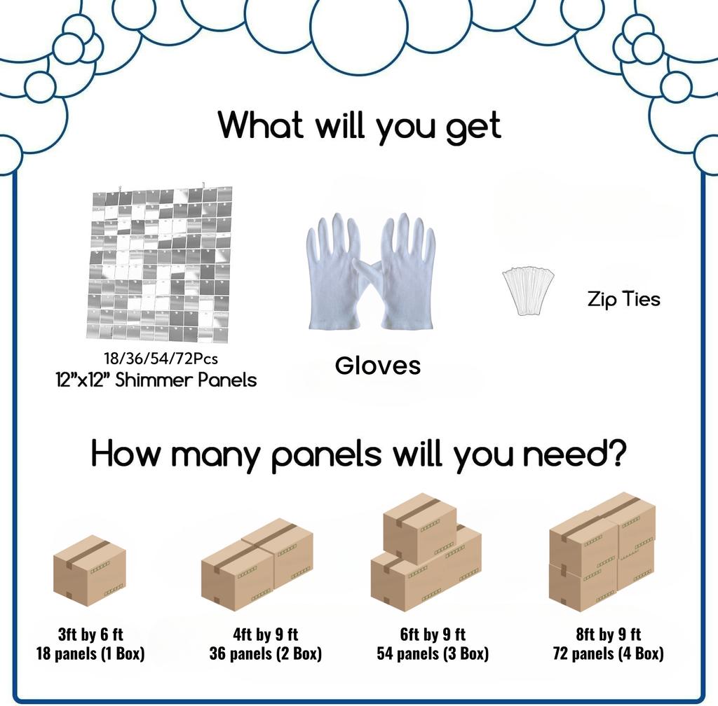 18-72PCS Shimmer Wall Backdrop Square Sequin Shimmer Backdrop Panel Party Photo Backdrops for Wedding Anniversary Birthday Decor