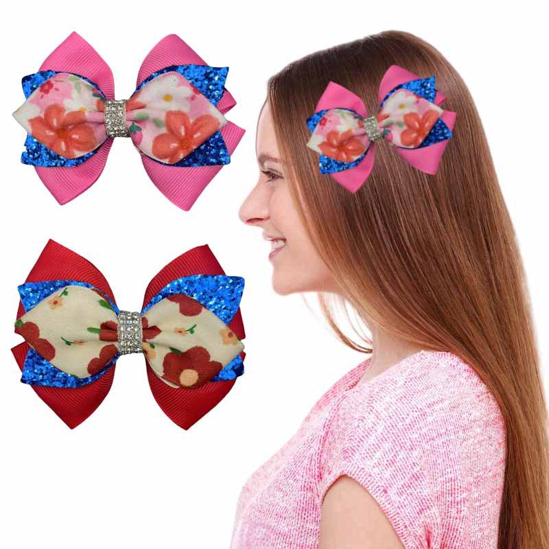 European and American Cute Rhinestone Bow Hair Clip for Girls