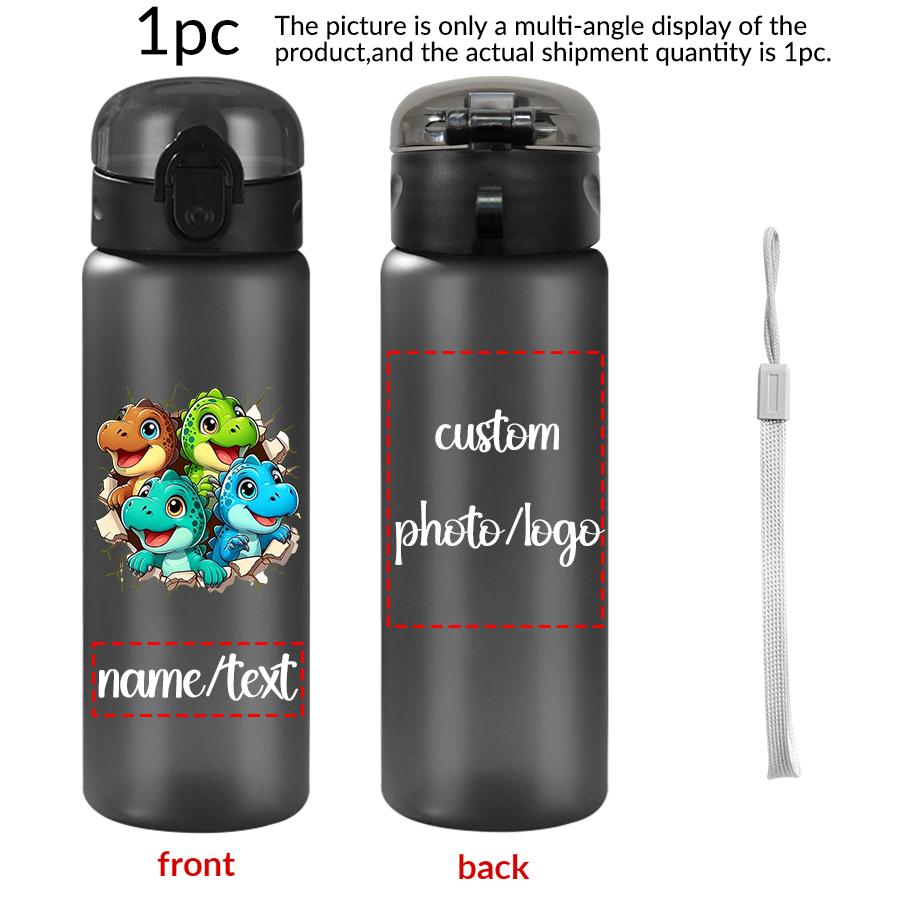 1pc Custom Back to School Brown Green Cyan Blue Dinosaur Pattern 780ml/26oz Plastic Water Bottle Outdoor Travel Sports Cup