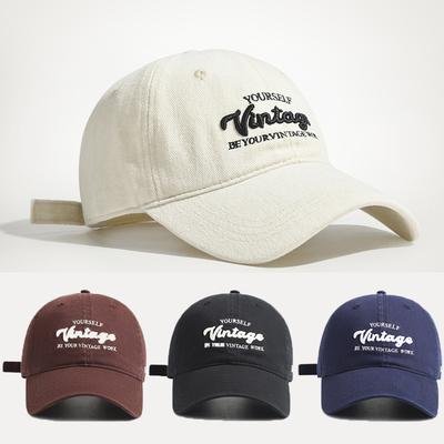 Korean Retro Letter Embroidery Baseball Cap Male  Outdoors Sport Golf Hats Big Head Gorras Oversize Cotton Trucker Hat For Women