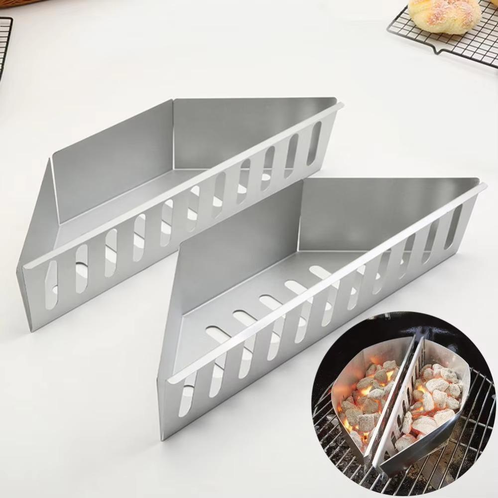 2Pcs Aluminum Plate Charcoal Basket Large Capacity Charcoal Box Unbreakable Fuel Holder  Picnic