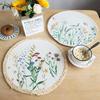 Simple Wind-printed Placemat, Household Dining Table Round Cotton Thread Thermal Insulation Mat