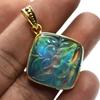 Multicolor 37.55Ct Natural Opal CERTIFIED 18K Gold Plated Square Cushion Pendant MY.PDG-330-NS