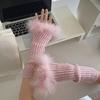 Punk Sleeve Feathered Gloves Wrist Warmer for Costume Party Short Mitten