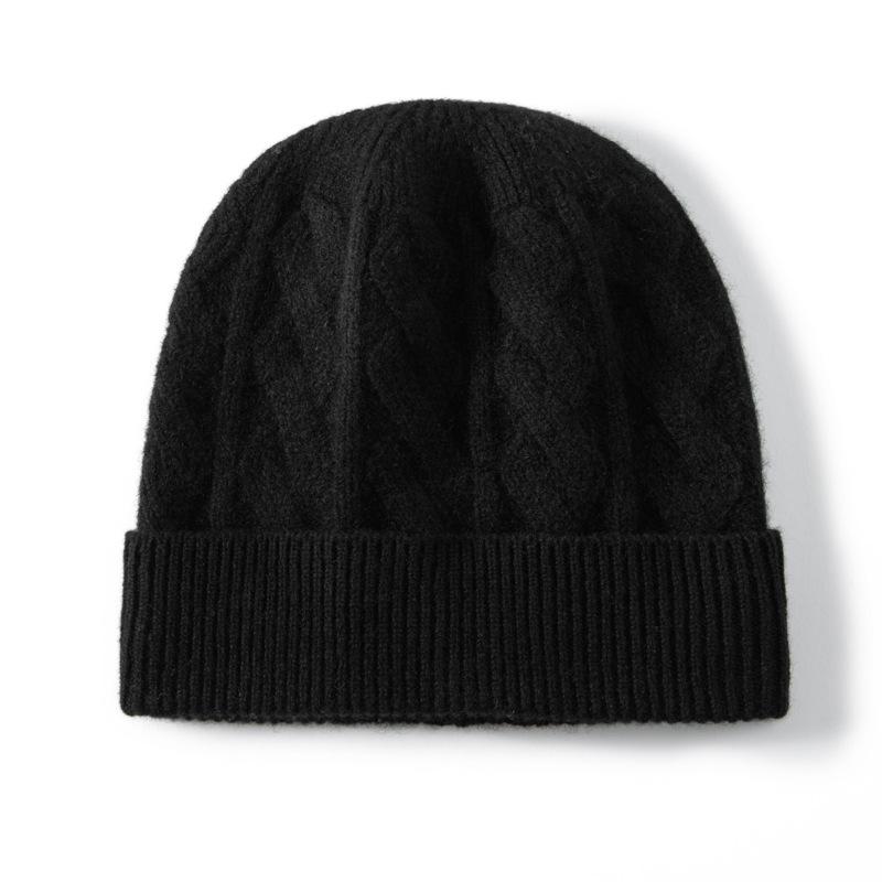 Cashmere hats men's and women's thickened twisted hats autumn and winter parents' hats thermal bald hats stacking hats