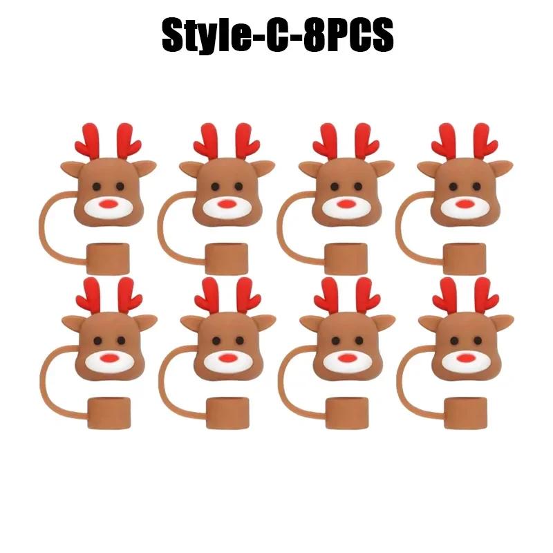 1-100PCSChristmasStraw DustCap 10mm Glass Straw Stopper Universal Water Bottle Reusable Cup Cover Accessories Holiday Party Gift