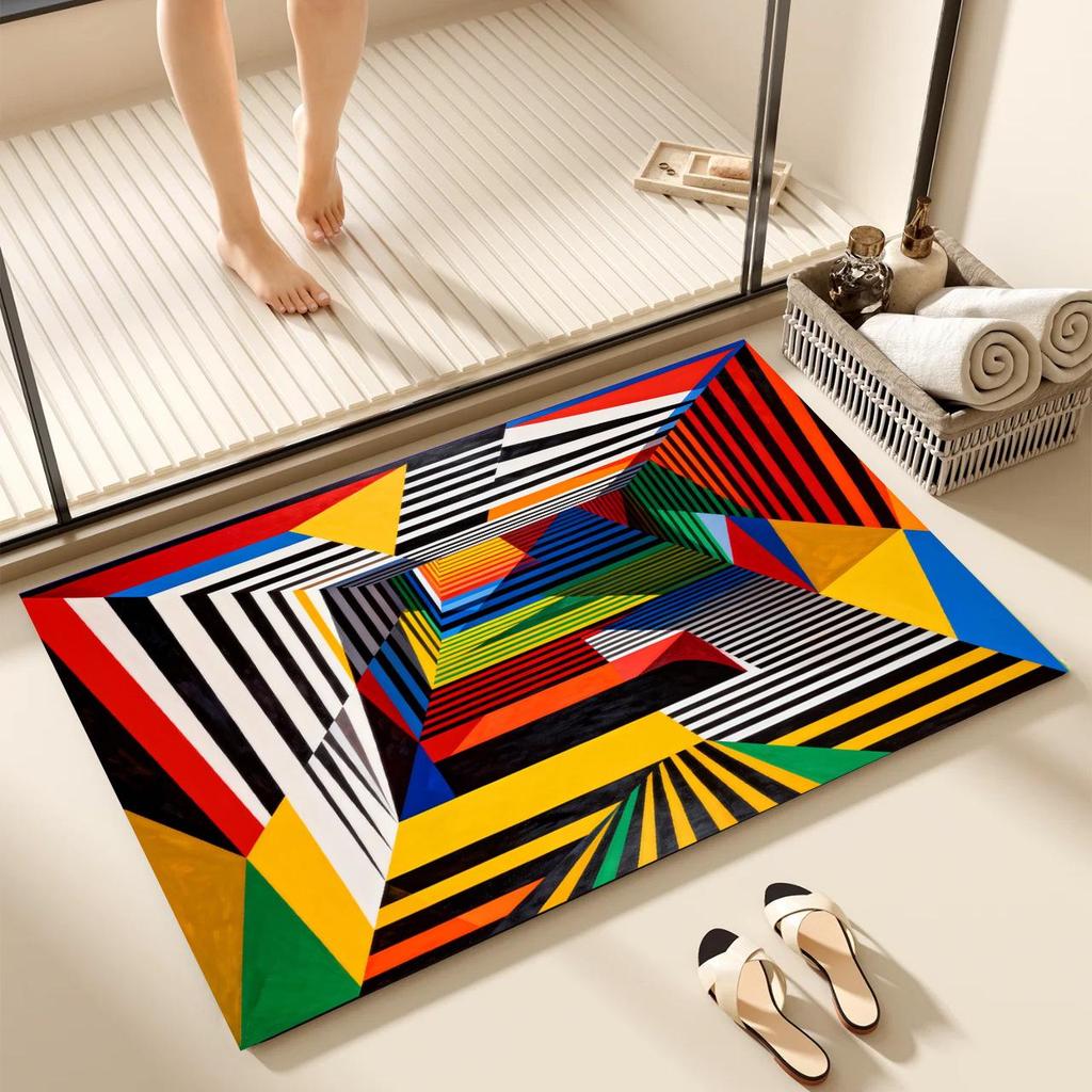 Geometric Dirt-Resistant Entrance Floor Mat - Easy To Clean & Wear-Resistant, Decorative Entryway Foot Mat