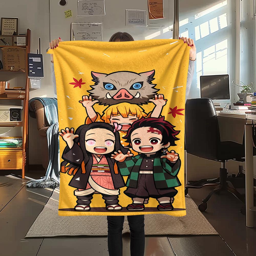 Demon Slayer Print Flannel Blanket,High Quality Comfortable for All Seasons,Home Decor,Warmth and Comfort,Perfect for Christmas Gifts