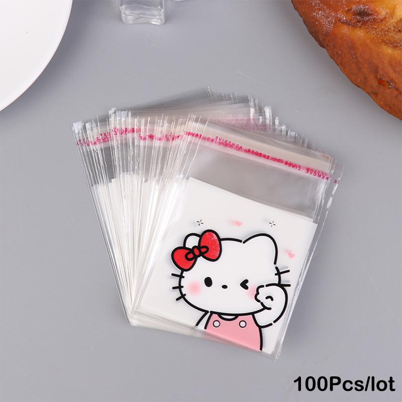 100Pcs Cute Hello Kitty Pochacco Transparent Ziplock Bag Waterproof Packing Bags Candy Biscuit Self Sealing Bag Gift Bag