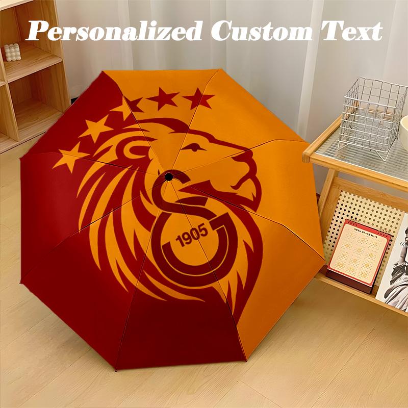 8‑Rib Automatic Umbrella, Galatasaray Design Foldable Umbrella for Sun Rain Protection Travel