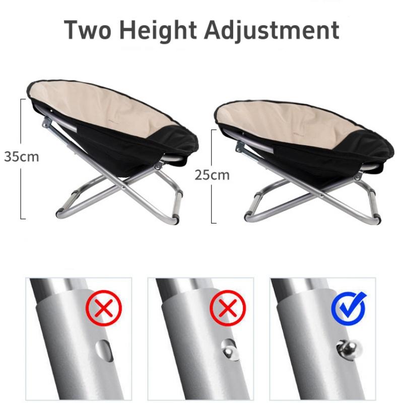 Tragbarer Haustier-Mondstuhl für Outdoor-Camping, Katzen und Hunde, Klappbett, höhenverstellbar, erhöhtes Bett, dicker, warmer Stuhlbezug