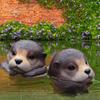 Floating Otters for Pond Yard Floating Pool Decorations Resin Otters Shape Weather Resistant Floating Statue Fish Pond