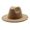 Retro Wool Woolen Solid Color Big-Brimmed Jazz Hat, Outdoor Travel And Leisure Versatile Women'S Warm Jazz Hat