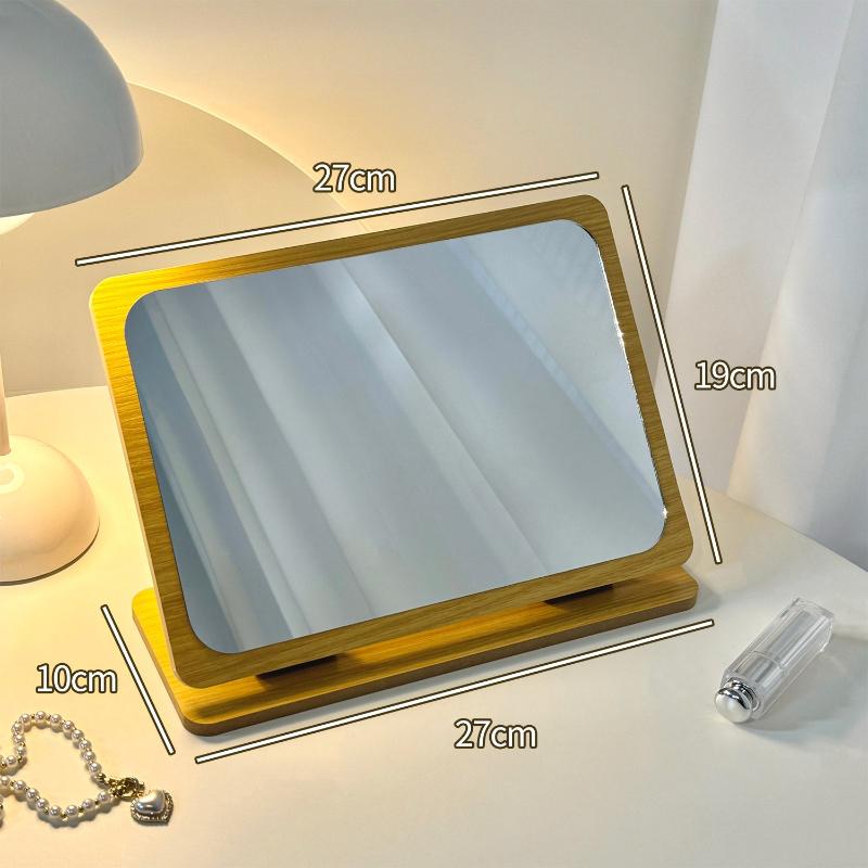 Large Desktop Wooden Makeup Mirror Simple Decorative Mirrors Portable Folding Cosmetic Mirror for Student Dormitory Supplies