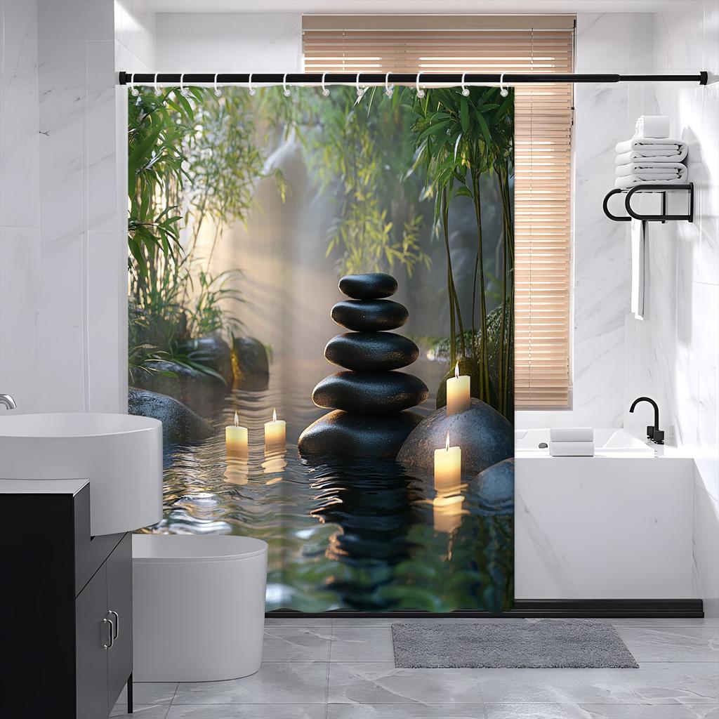 """Tenda da Doccia Giardino Zen" - Arredo Bagno Sereno, Perfetta per Chi Ama Design Tranquilli e Ispirati alla Meditazione"""