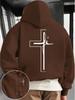 New autumn and winter men's and women's hooded sweatshirt with pockets, cross pattern print, comfortable and soft fabric