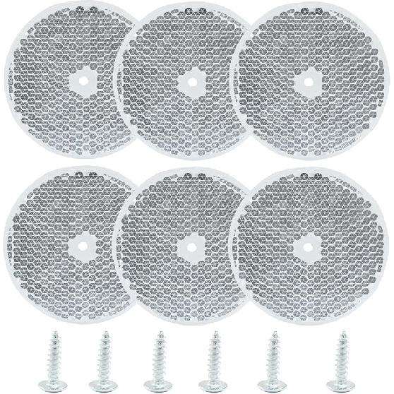 6 Pack White Round Reflector, Front Reflector With Mounting Screw, Safety Reflectors For Driveway, Trailer, Posts