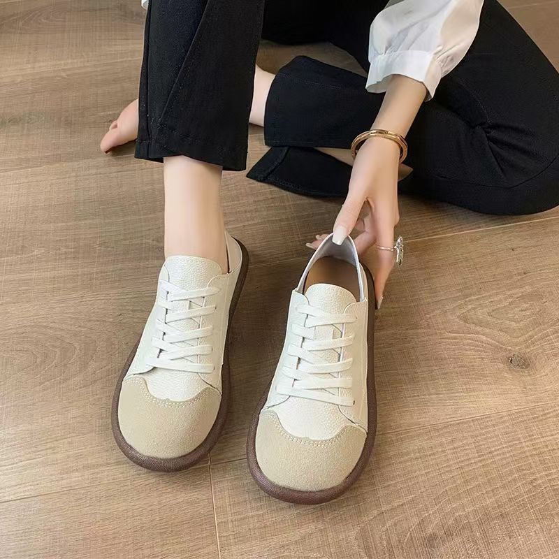 Sneakers Women Shoes Loafers Lace Up Leather Flat New Spring Ladies Casual Shoes Outdoor Travel and Walking Women Shoes