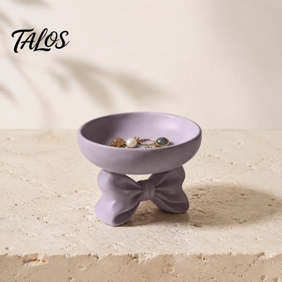 Practical Dressing Table Decor 3D Printed Elegant Bow Jewelry Tray, Purple Ring Earring Holder, Sweet Style Ornament Holder Decorative Vanity