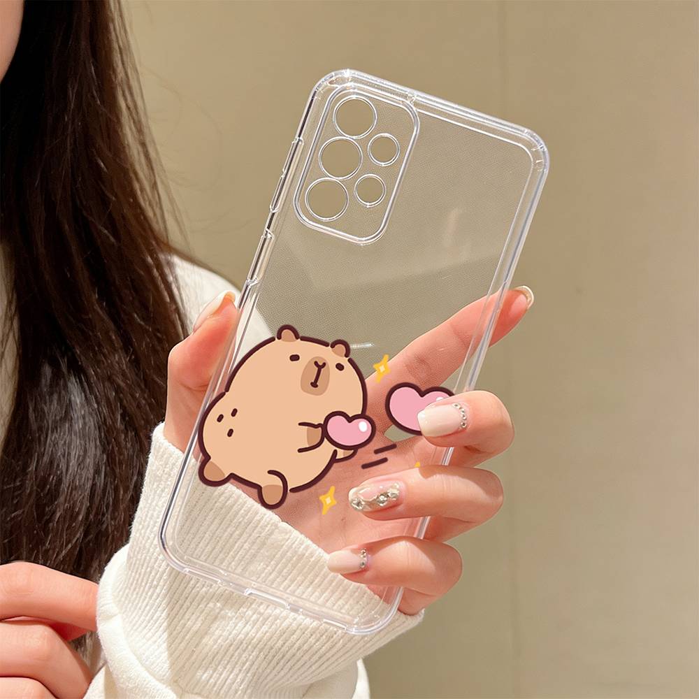 Illustration Capybara Phone Case Transparent Silicone Soft For Samsung S25,S24,S21,S22,S23,S30,Ultra,S20,Plus,Fe