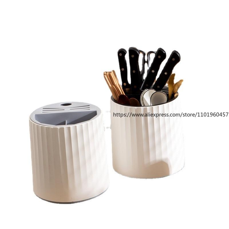 Rotating Knife Block for Home 2-in-1 Storage with Utensil Holder Multifunctional Kitchen Knife Stand Organizer