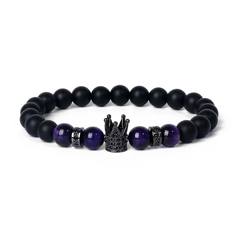 Fashion Crown Skull Punk Bracelets Men Wolf Head Zircon Tiger Eye Bracelets for Women Energy Nature Stone Soul Jewelry Pulsera