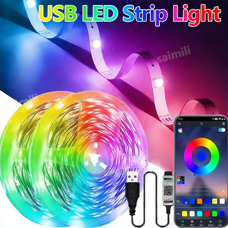 5V LED Strip Light Bluetooth Control SMD5050 5V RGB Flexible LED Strip Light For TV Desktop Backlight Diode Decor Room Lighting