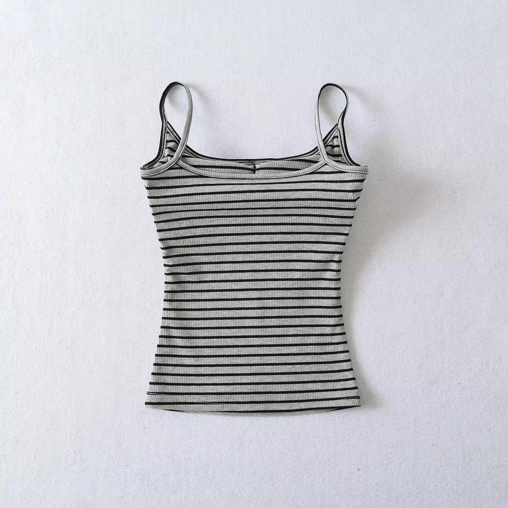 Hongkongský retro šik pruhovaný top pro ženy - Slim fit jarní/letní módní vesta