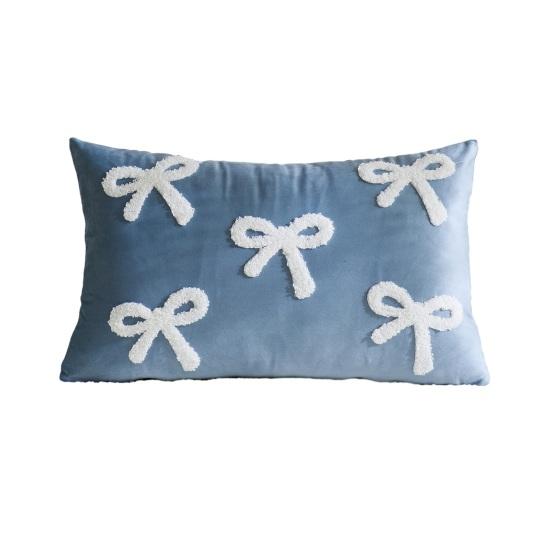 Throw Pillowcase Velvet Soft Decorative Cover Bow Pattern Multiple Sizes Cushion Case Sofa Bedroom Chair