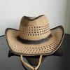 Holllow Cowboy Straw Hat Women Men Summer Handmade Vintage Hollow Western Brim Sun Protection Fisherman Mountaineering Bohemian