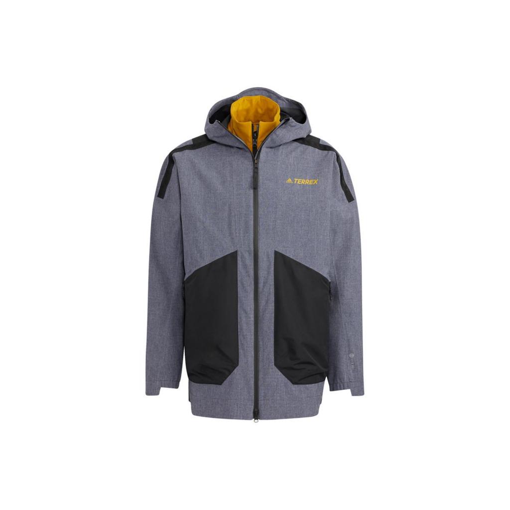 Adidas Color Block Hooded Outdoor Sports Casual Warm Two-Piece Jacket Unisex jackets Gray HN2025