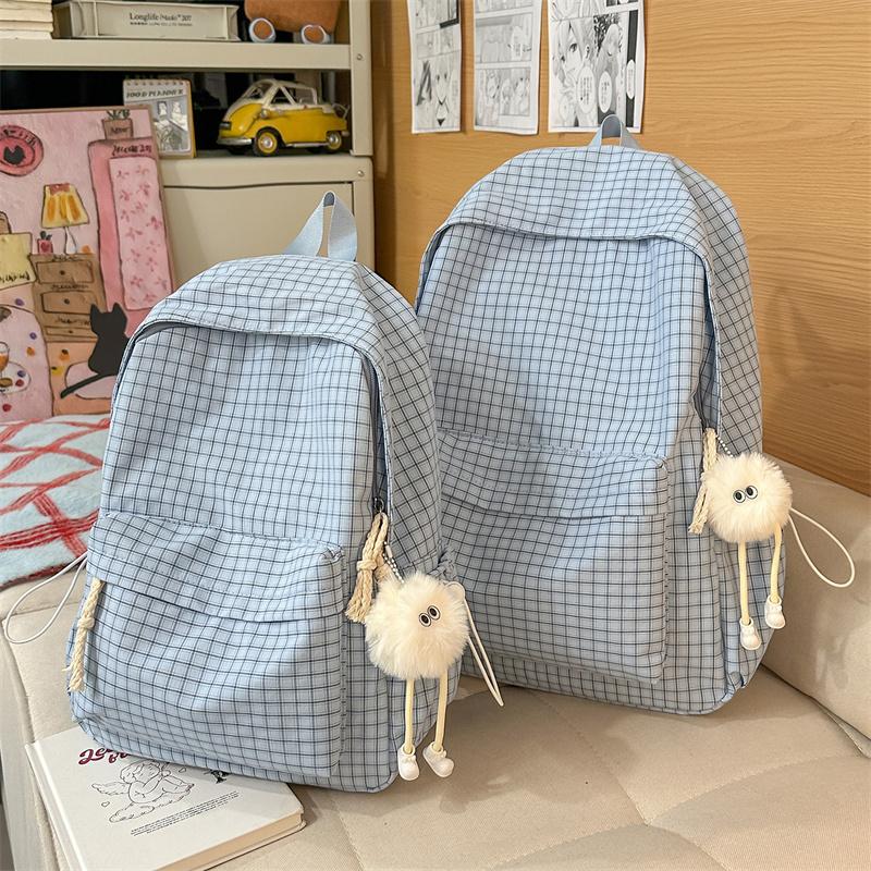 Plecak Szkolny na Kampus Kratkowany Plecak Duża Pojemność Podróżny Lekki Plecak