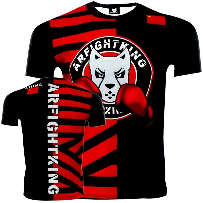 Muay Thai 3D Printed Sports T-shirt Men's Outdoor Fitness Training Suit Summer Casual Fashion Short Sleeved O-neck Clothing