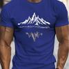 Men's summer  pure cotton fashionable casual sports loose fashion mountain pattern printed round neck short sleeved T-shirt