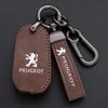 Leather Car Smart Remote Key Case Cover Protector Shell for Peugeot 107 207 307 308 407 607 3008 5008 Auto Keychain Accessories