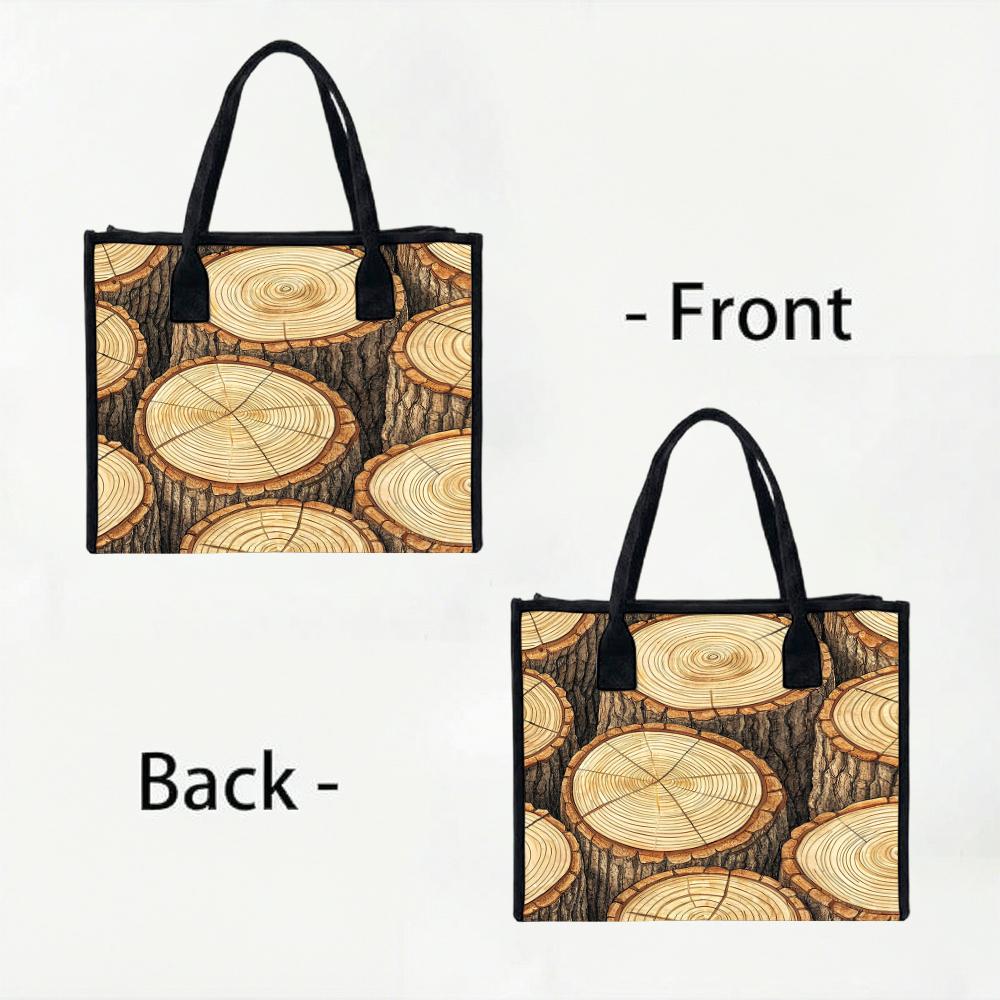 Wood Grain Pattern Large Tote Bag Casual Portable Daily Handbag For Women Shopping Outdoor Use