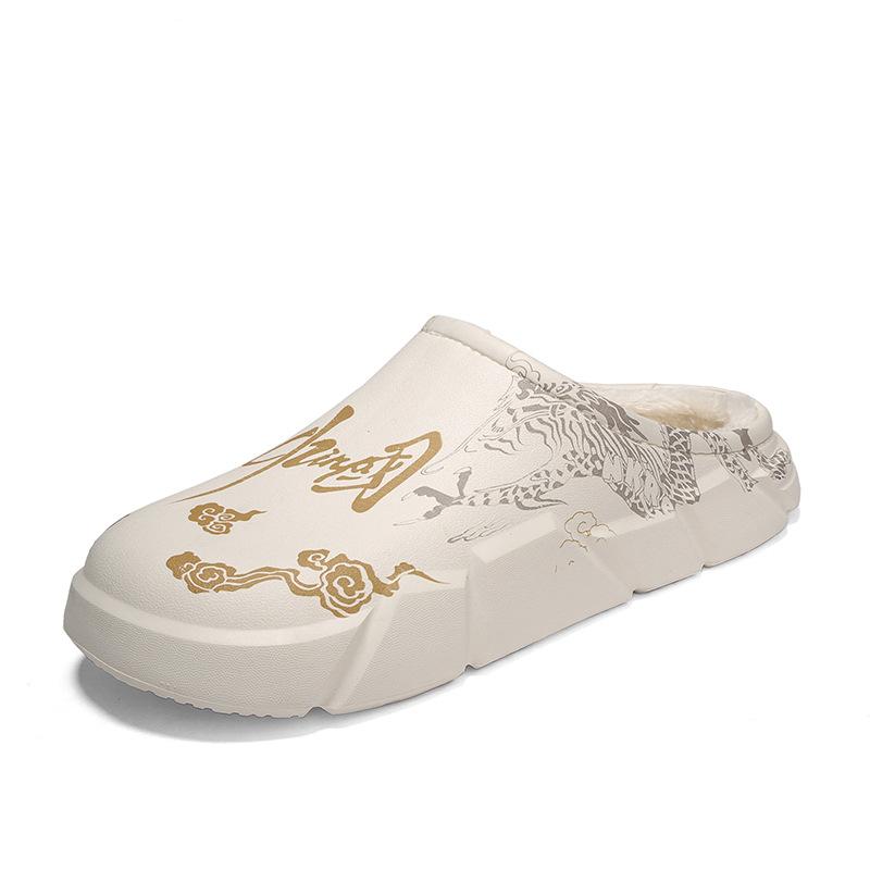 Cotton slippers men's indoor thick bottom warm autumn and winter men's slippers non-slip waterproof plush cotton mop