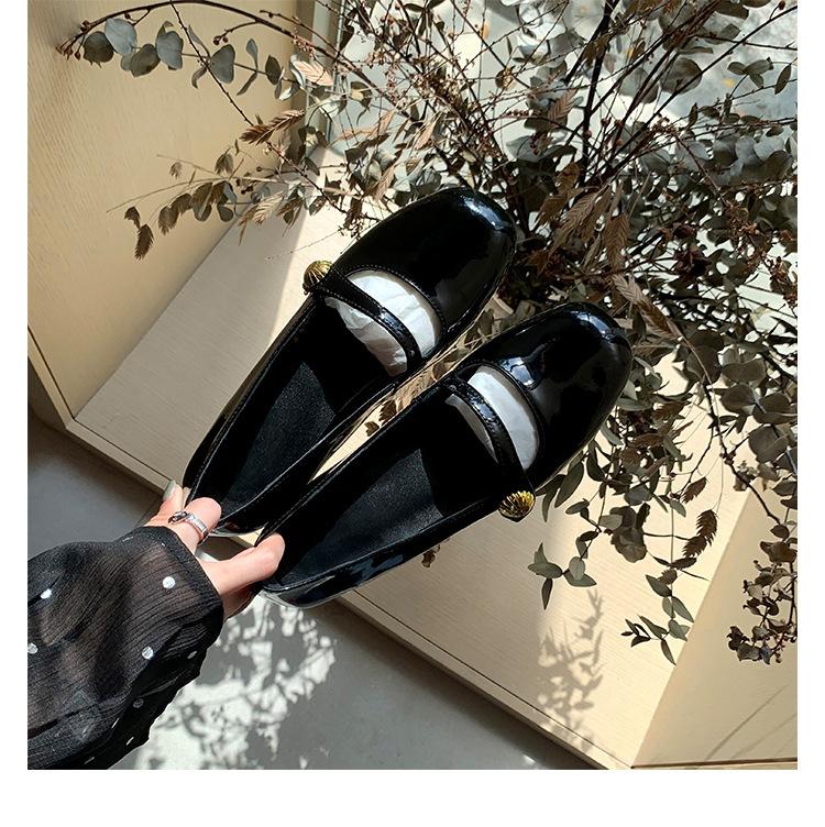 Whole cowhide~ Small gold buckle super soft sole not tired feet, genuine leather single shoes women's spring Mary Jane small leather shoes, fla