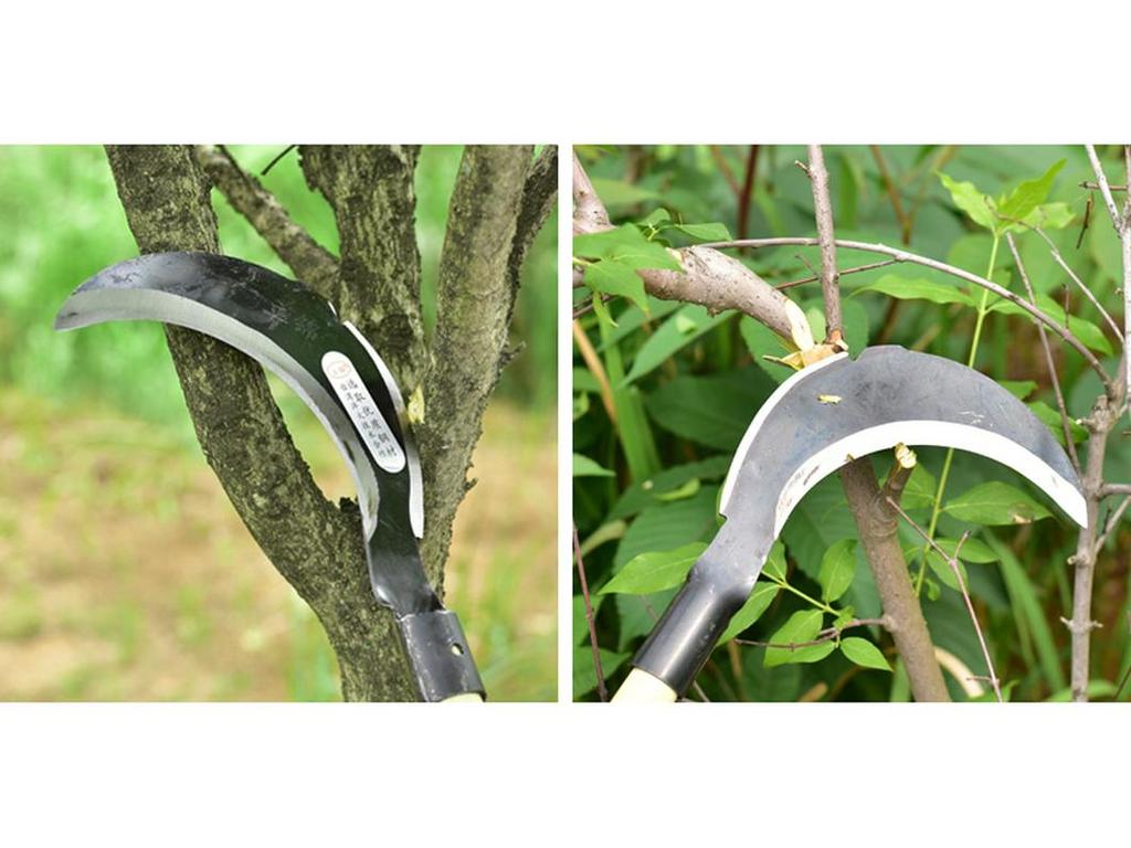 Large Outdoor Manganese Steel Weed Scythe - Long Handle Sickle for Grass Cutting and Corn Harvesting