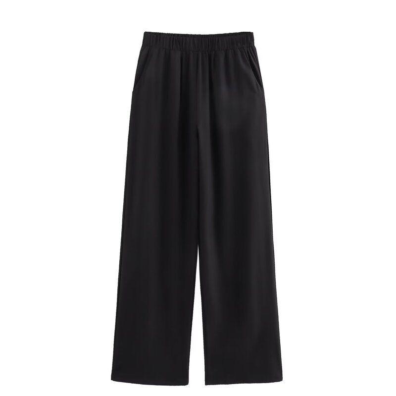 Fashion Style 2024 Summer New Arrival Women's Back Bowknot Decoration Stripes Shirt High Waist Pants 3233233