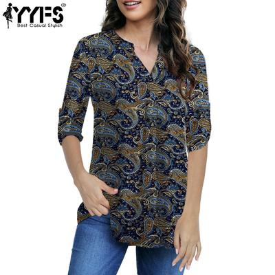 Women's Fashion Casual Summer Spring 1/2 Sleeves V-Neck Blouses & Shirts