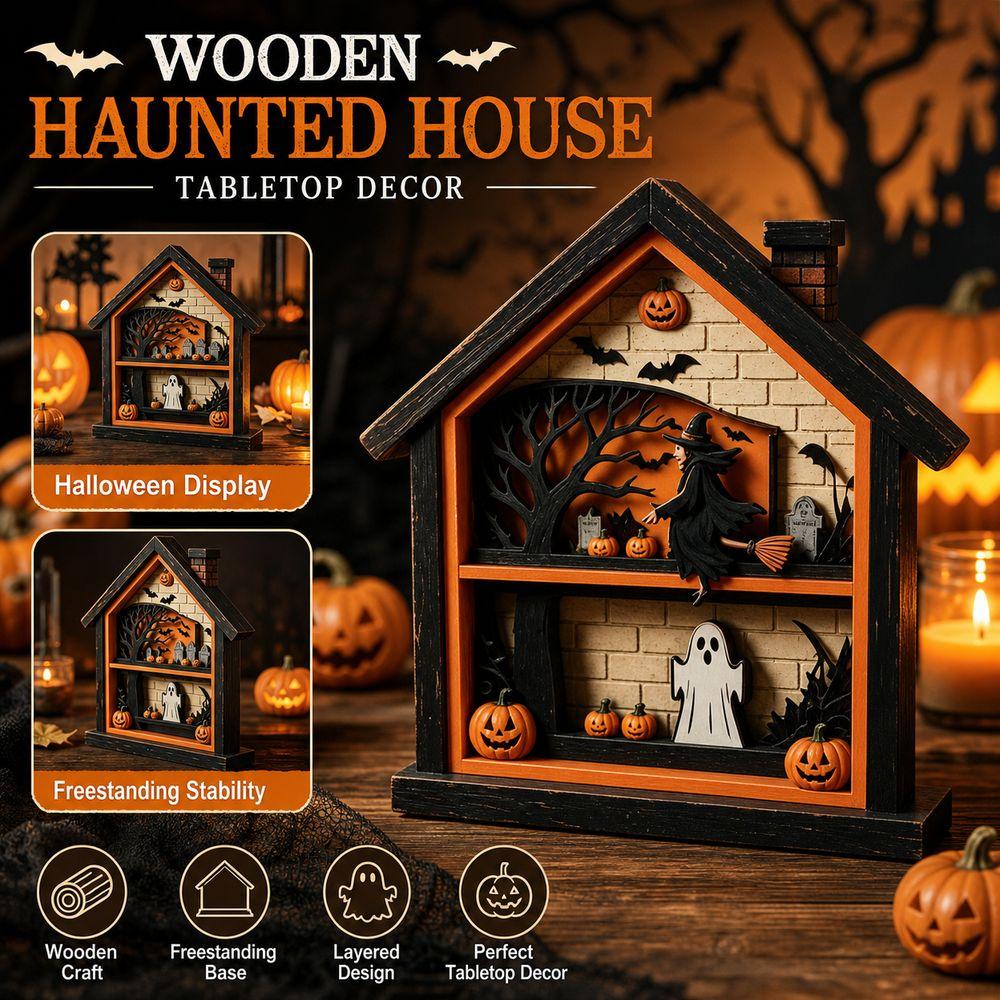 Layered Structure Halloween Haunted House Decoration Tabletop Halloween Decor